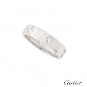 Cartier 18k White Gold Full Diamond Love Ring Size 62 B&P B4026000